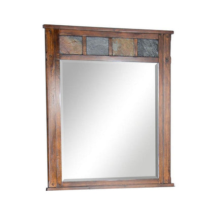 Odel Vanity Dresser Mirror, Natural Slate Inlay, Dark Brown 46 Inch