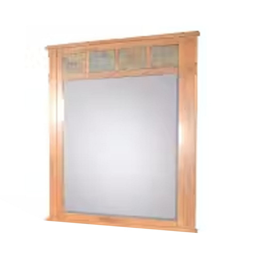 Marv Vanity Dresser Mirror, Natural Slate Inlay, Light Brown 46 Inch
