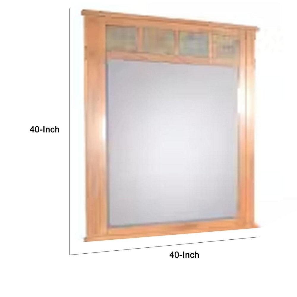 Marv Vanity Dresser Mirror, Natural Slate Inlay, Light Brown 46 Inch