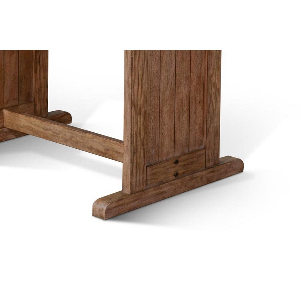 Yael Dining Table, 60 Inch Rectangular Plank Top, Light Brown Mahogany