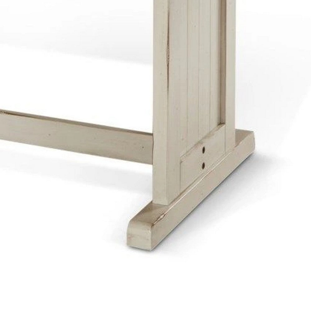 Orso Dining Table, 60 Inch Rectangular Plank Top, Off White and Brown
