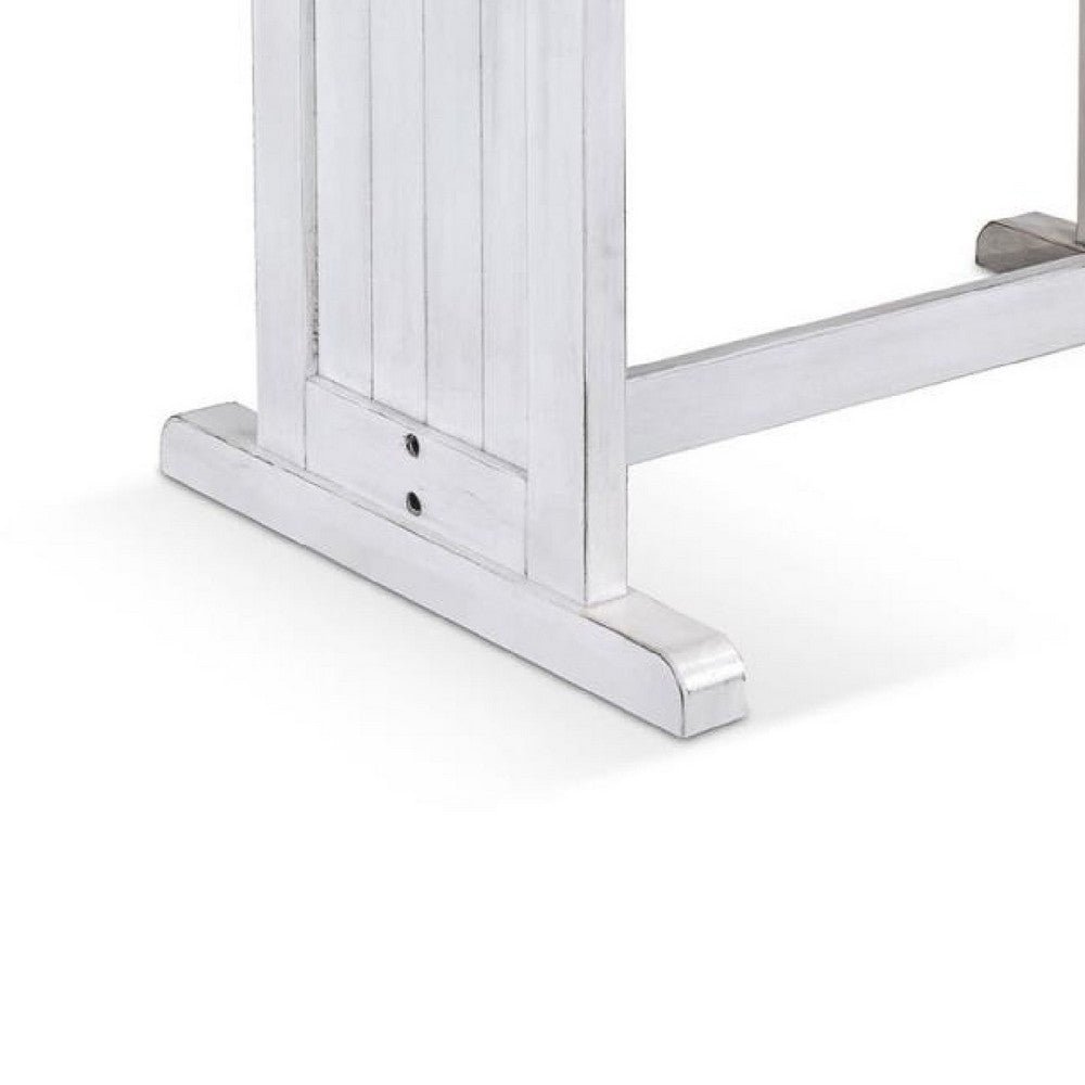 Sime Dining Table, 60 Inch Rectangular Plank Top, Off White Wood