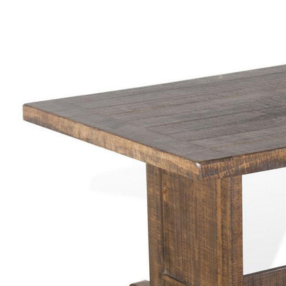 Camie Dining Table, 60 Inch Rectangular Plank Top, Brown Mahogany Wood