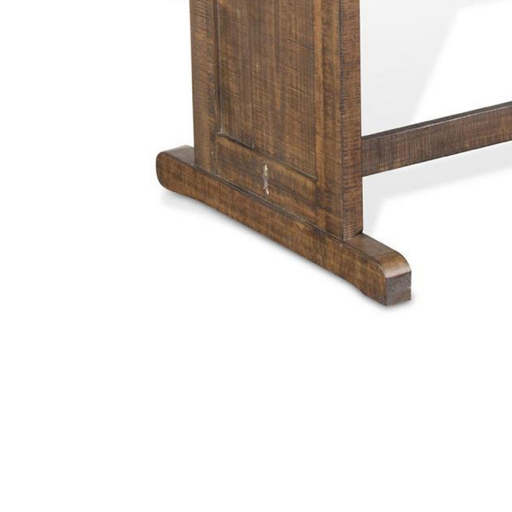 Camie Dining Table, 60 Inch Rectangular Plank Top, Brown Mahogany Wood