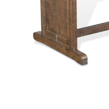Camie Dining Table, 60 Inch Rectangular Plank Top, Brown Mahogany Wood