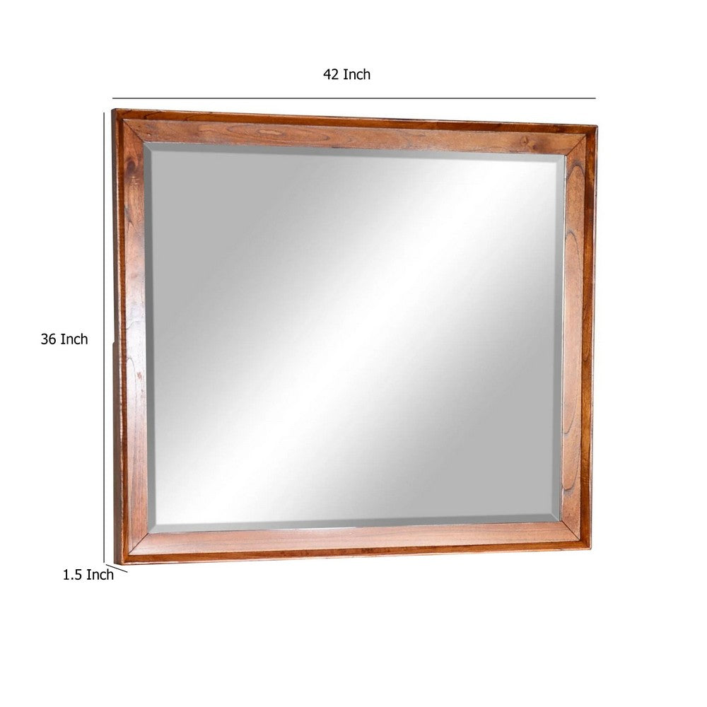 Amy Vanity Dresser Mirror, 36 x 42 Orange Brown Mahogany Wood Frame