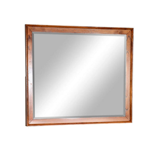 Amy Vanity Dresser Mirror, 36 x 42 Orange Brown Mahogany Wood Frame