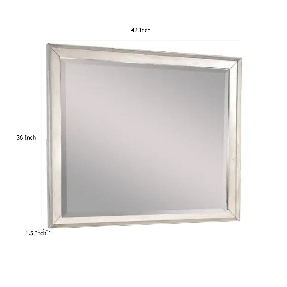 Amy Vanity Dresser Mirror, 36 x 42 Rustic Gray Mahogany Wood Frame