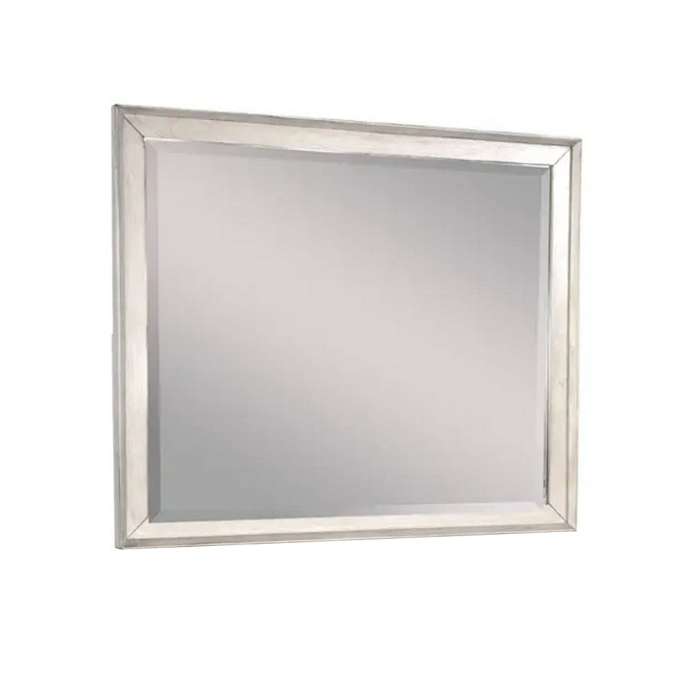 Amy Vanity Dresser Mirror, 36 x 42 Rustic Gray Mahogany Wood Frame