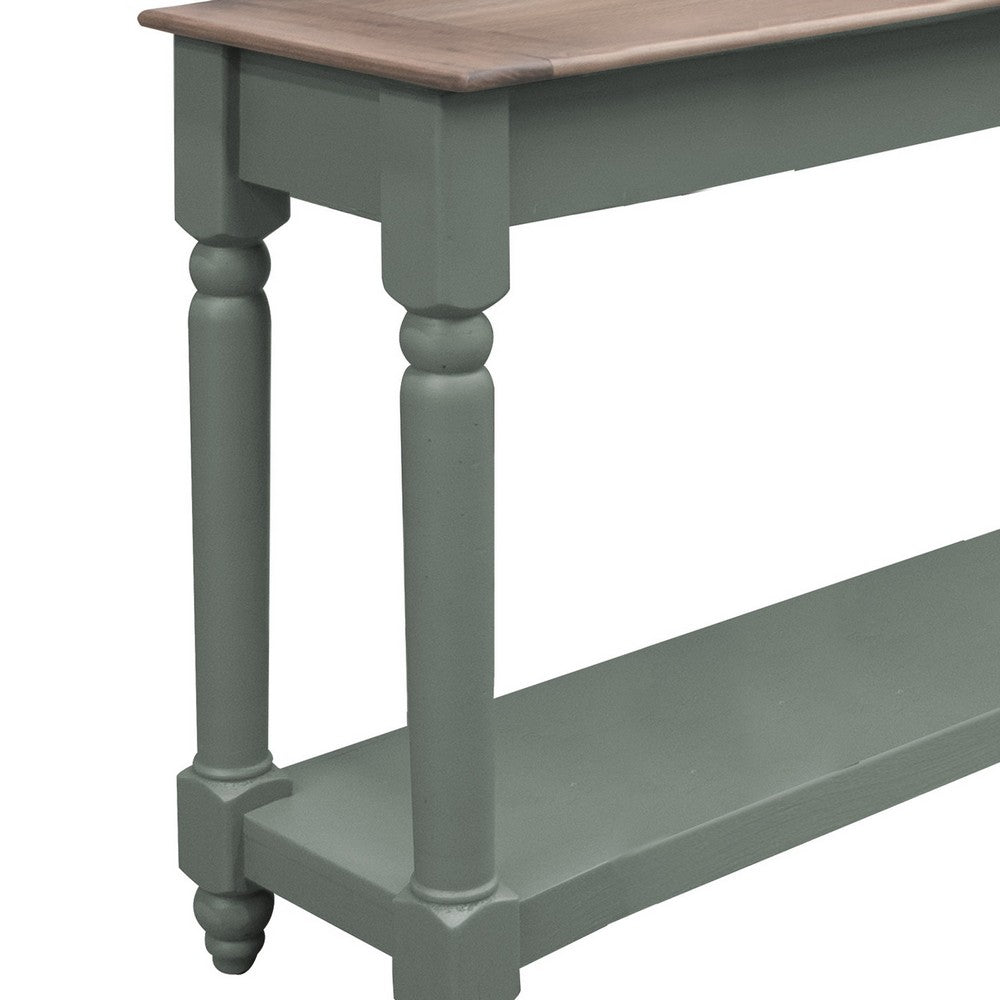 Ify Sofa Console Table, Shelf, Apple Green, Brown Melina Wood, 49 Inch