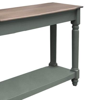Ify Sofa Console Table, Shelf, Apple Green, Brown Melina Wood, 49 Inch
