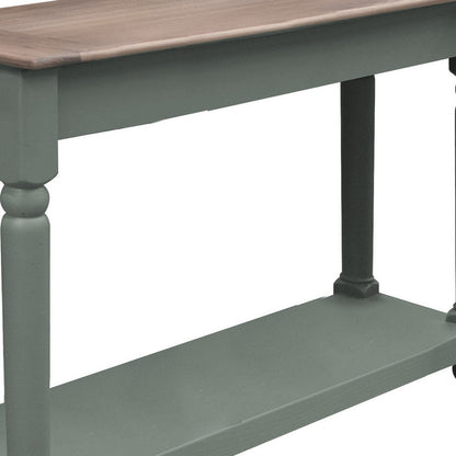 Ify Sofa Console Table, Shelf, Apple Green, Brown Melina Wood, 49 Inch