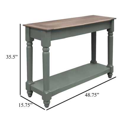 Ify Sofa Console Table, Shelf, Apple Green, Brown Melina Wood, 49 Inch
