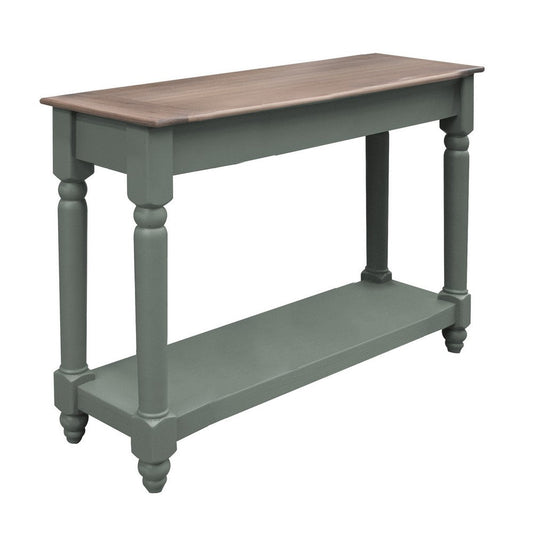 Ify Sofa Console Table, Shelf, Apple Green, Brown Melina Wood, 49 Inch