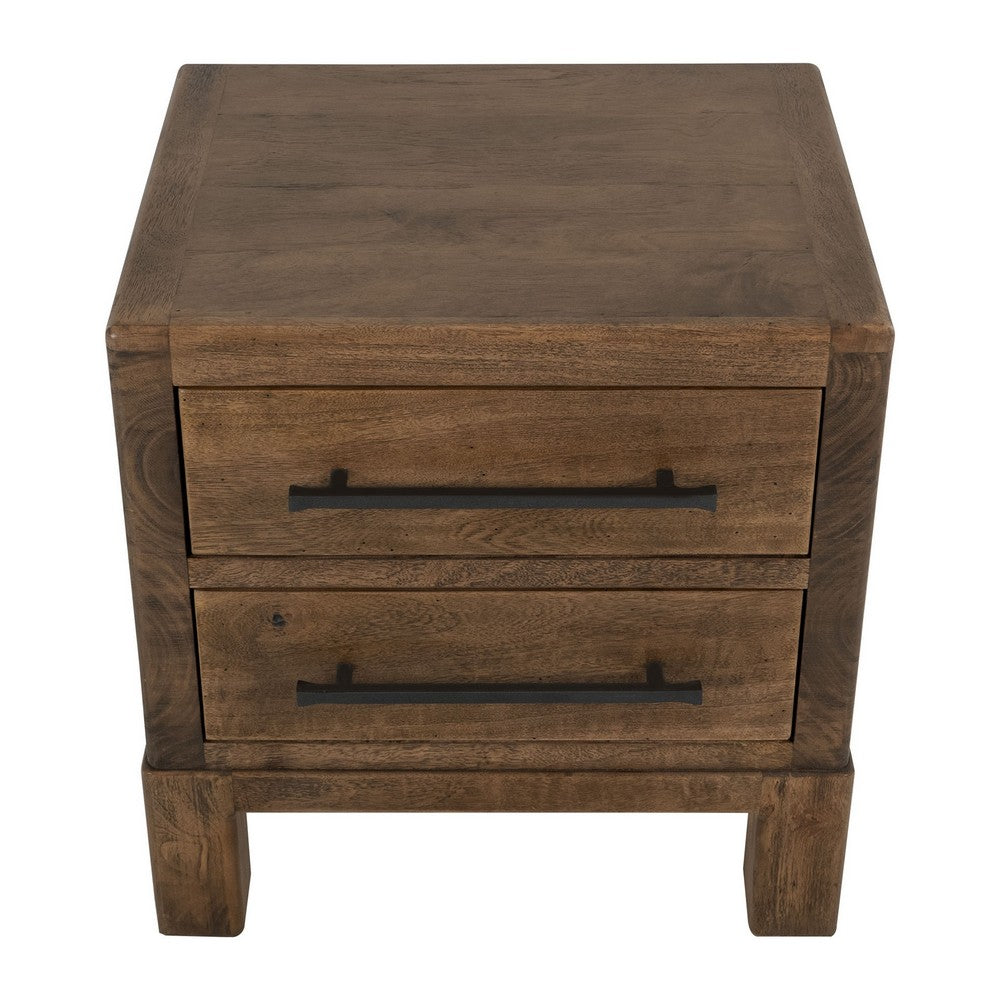 Terry Nightstand with 2 Drawers, Walnut Brown Mango and Melina 24 Inch