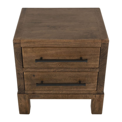 Terry Nightstand with 2 Drawers, Walnut Brown Mango and Melina 24 Inch