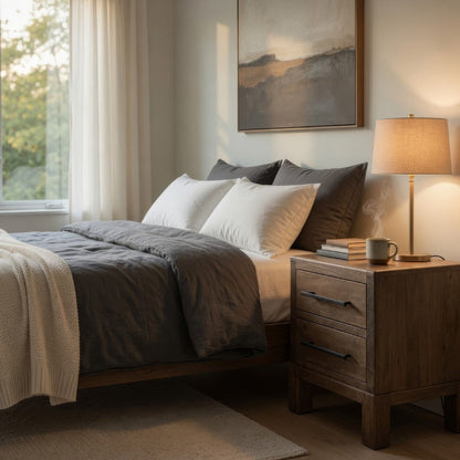 Terry Nightstand with 2 Drawers, Walnut Brown Mango and Melina 24 Inch
