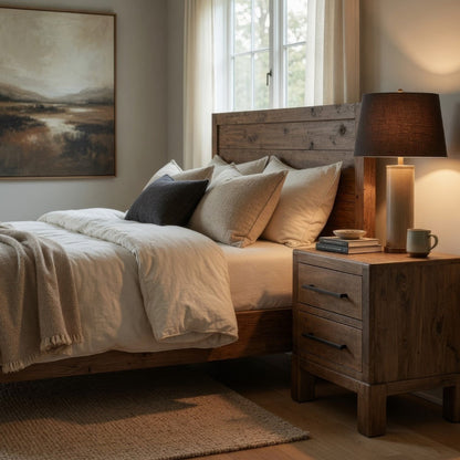 Terry Nightstand with 2 Drawers, Walnut Brown Mango and Melina 24 Inch