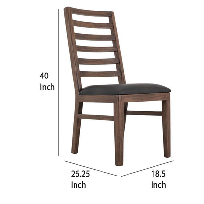 Ally Dining Chair Set of 2, Ladderback, Melina Wood, Brown Polyester
