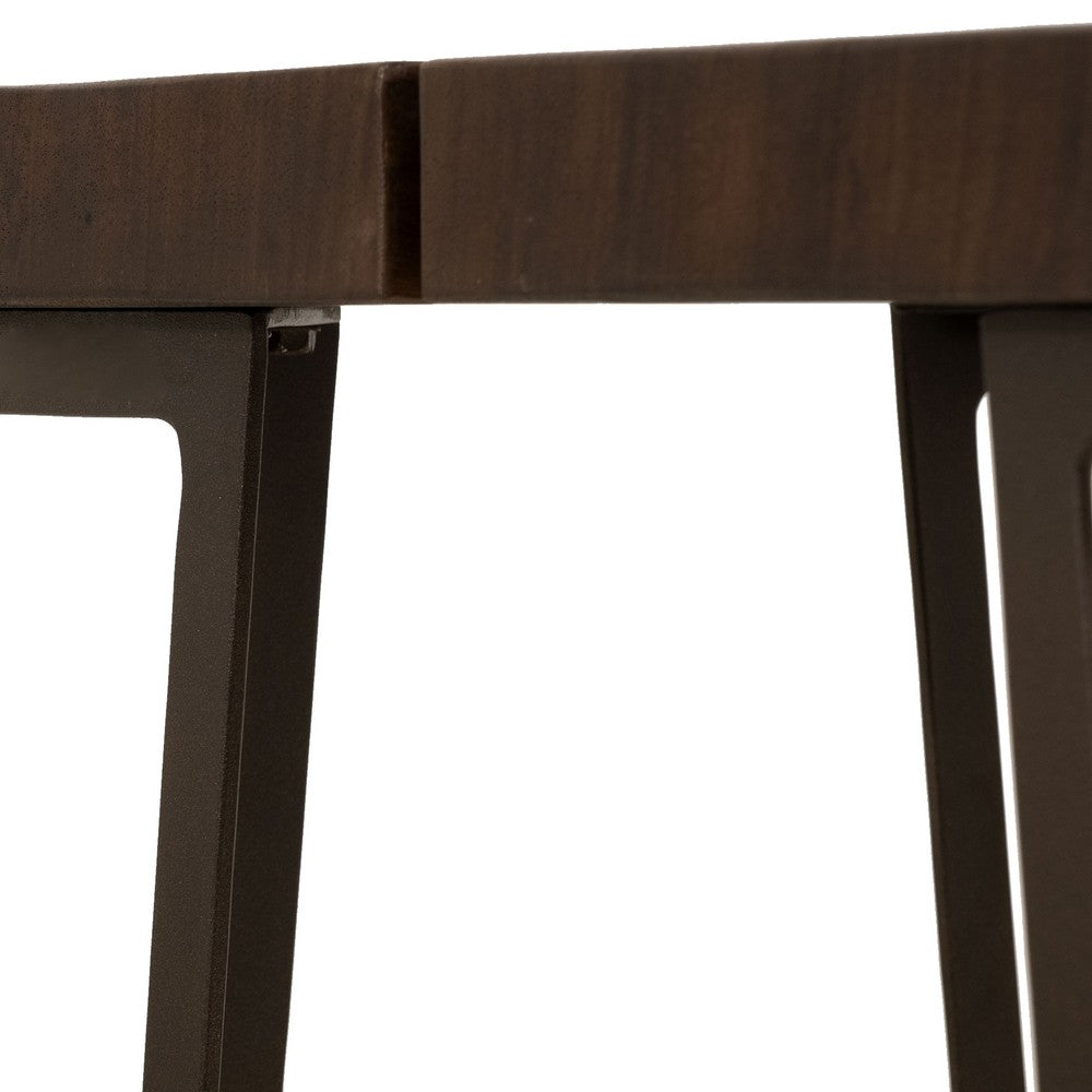 Ally Cocktail Coffee Table, Gold Metal, Walnut Brown Parota 47 Inch