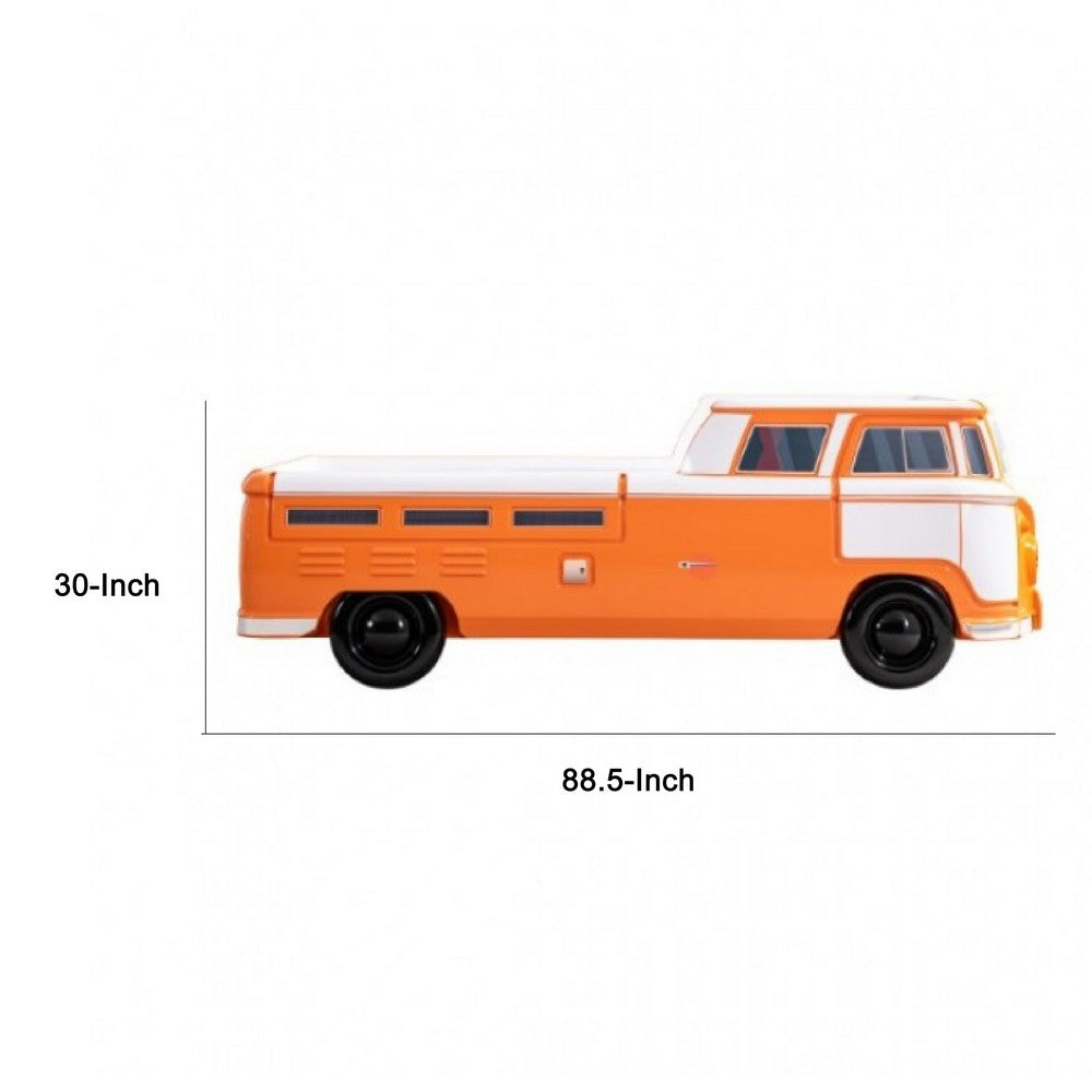 Xiel Bus Twin Bed, Peace Sign, LED Lights and Sound Effects, Orange