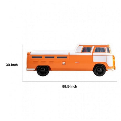 Xiel Bus Twin Bed, Peace Sign, LED Lights and Sound Effects, Orange