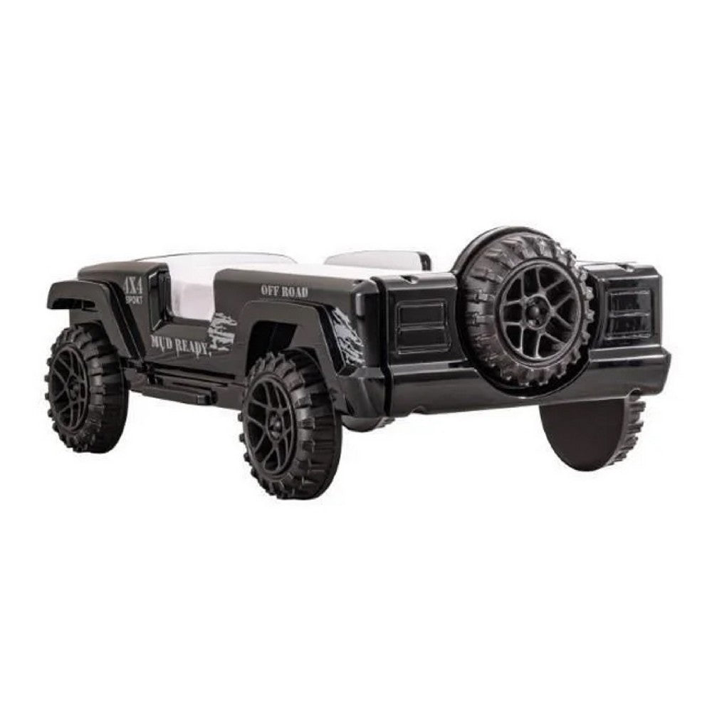 Randy SUV Twin Bed with Lights, Sound Effects, Black Faux Leather