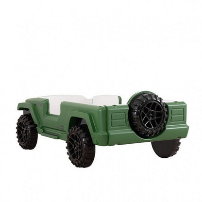 Randy SUV Twin Bed with Lights and Sound Effects, Green Faux Leather