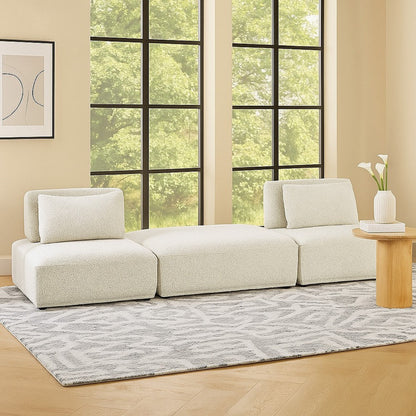 Stavan Modular 2 Seat Sofa, Small Ottoman, Light Gray, Adjustable Back