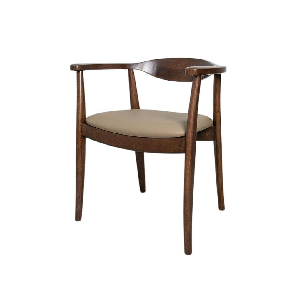 Niva Dining Side Chair Set of 2, Modern Armchairs, Brown Rubberwood