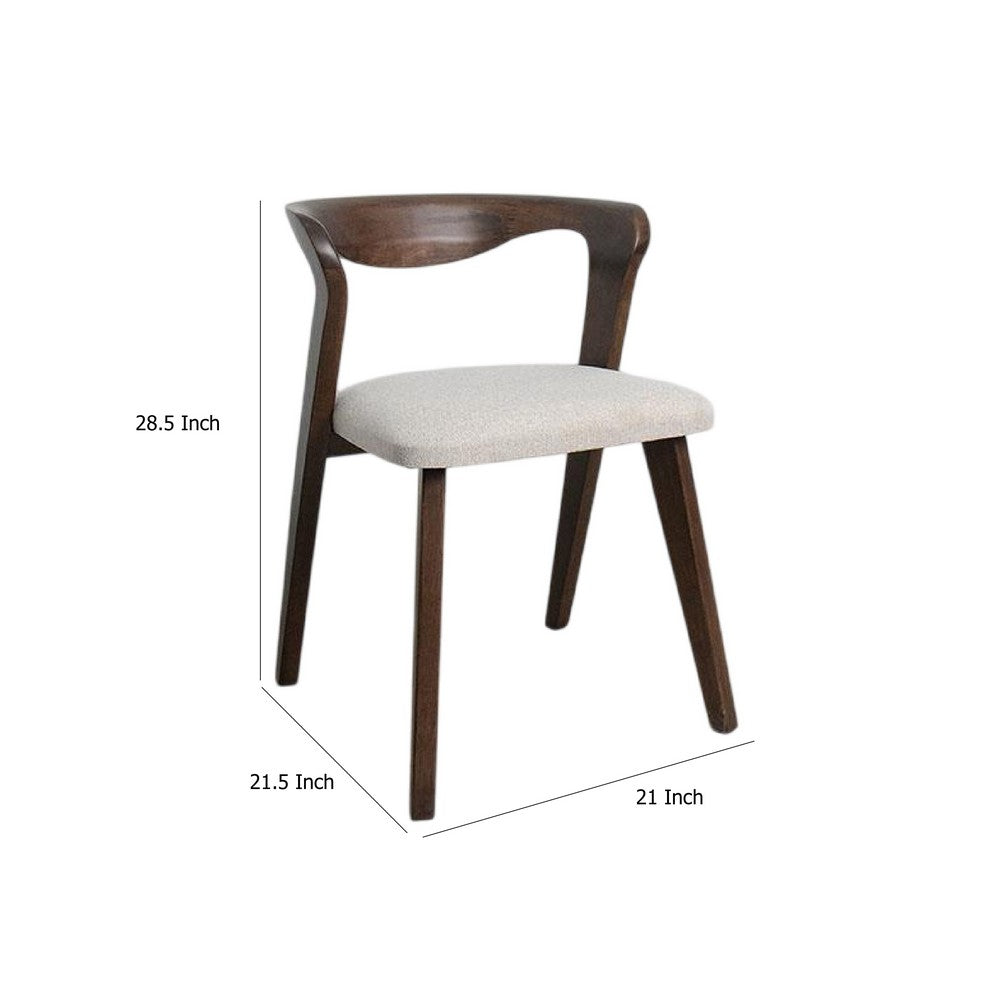 Vyva Dining Side Chair Set of 2, Ivory Seat, Walnut Brown Rubberwood