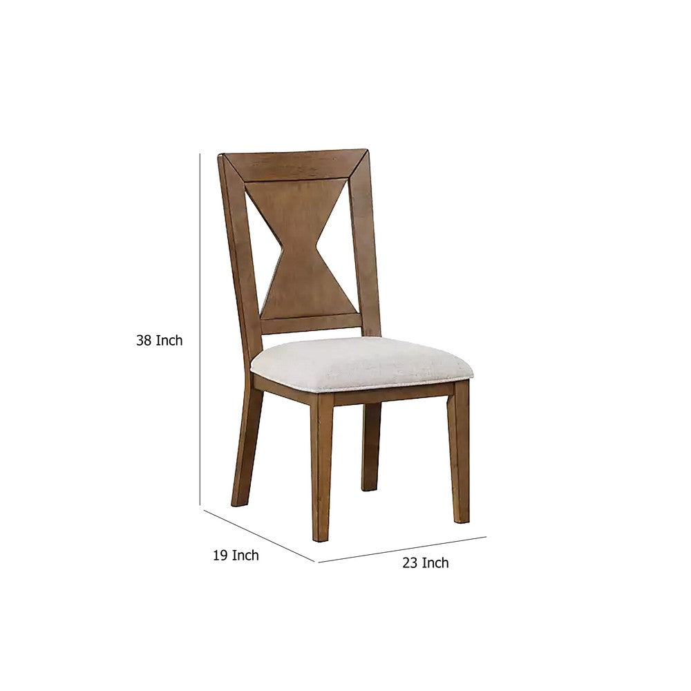 Zivy Dining Side Chair Set of 2, Hourglass Back, Rustic Oak Brown Wood