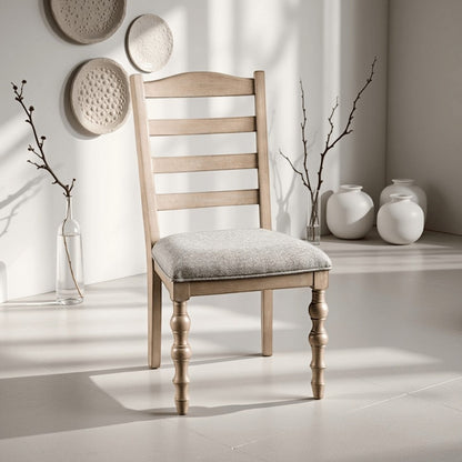 Cherie Dining Side Chair Set of 2, Turned Legs, Light Brown Solid Wood