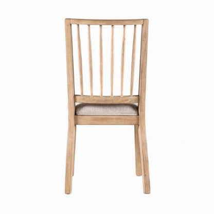 Lucas Dining Side Chair Set of 2, Slatted Back, Natural Brown Wood