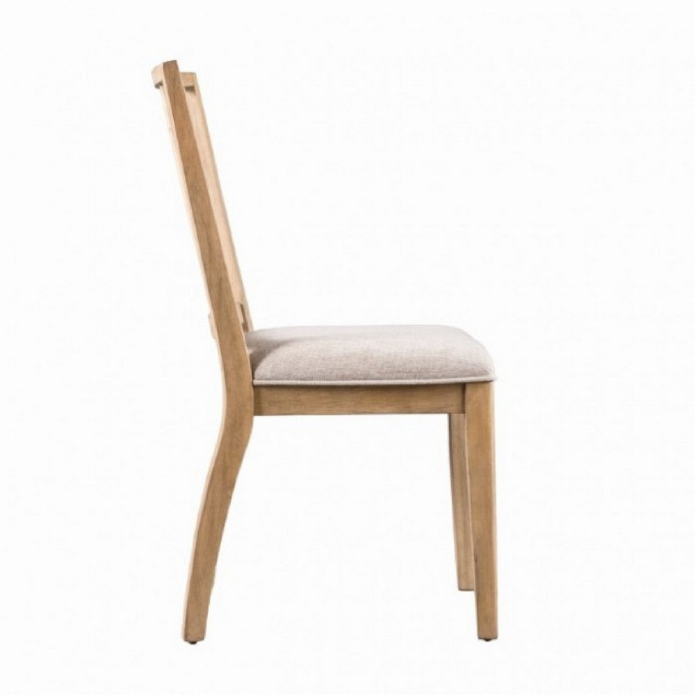 Lucas Dining Side Chair Set of 2, Slatted Back, Natural Brown Wood