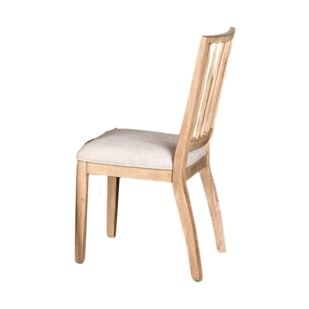 Lucas Dining Side Chair Set of 2, Slatted Back, Natural Brown Wood