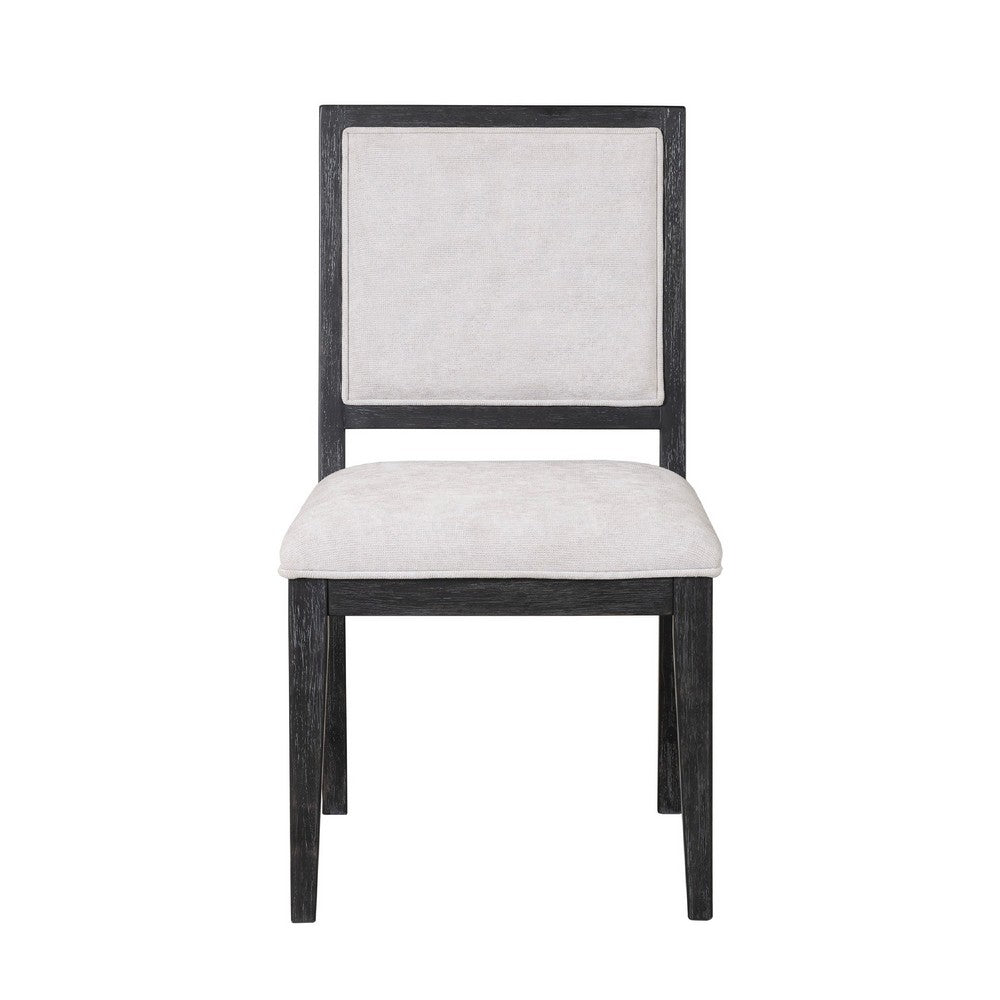 Ginie Dining Side Chair Set of 2, Farmhouse Legs, Black Rubberwood