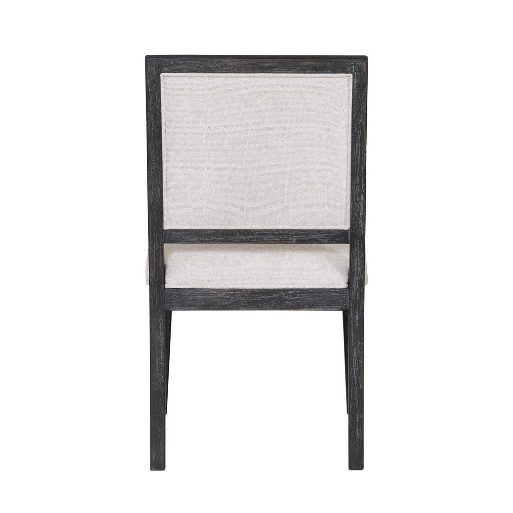 Ginie Dining Side Chair Set of 2, Farmhouse Legs, Black Rubberwood