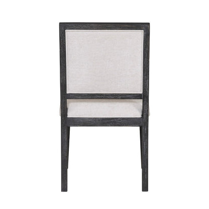 Ginie Dining Side Chair Set of 2, Farmhouse Legs, Black Rubberwood