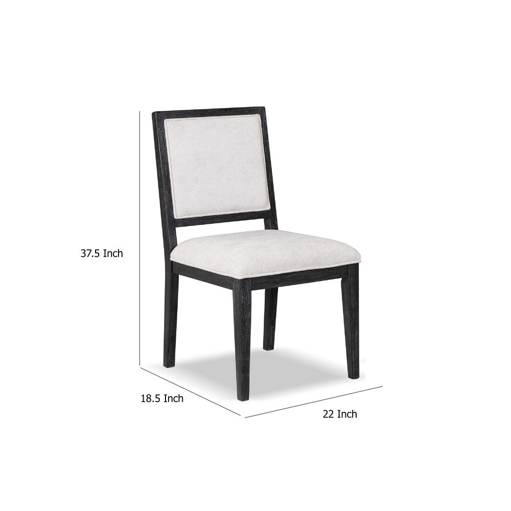 Ginie Dining Side Chair Set of 2, Farmhouse Legs, Black Rubberwood