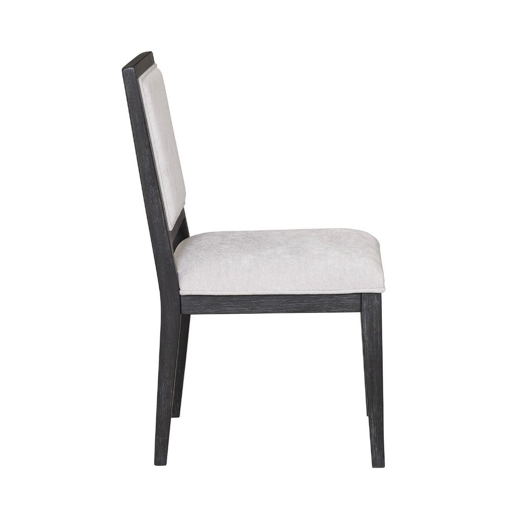 Kizie Dining Side Chair Set of 2, Farmhouse Panel Design, Black Wood