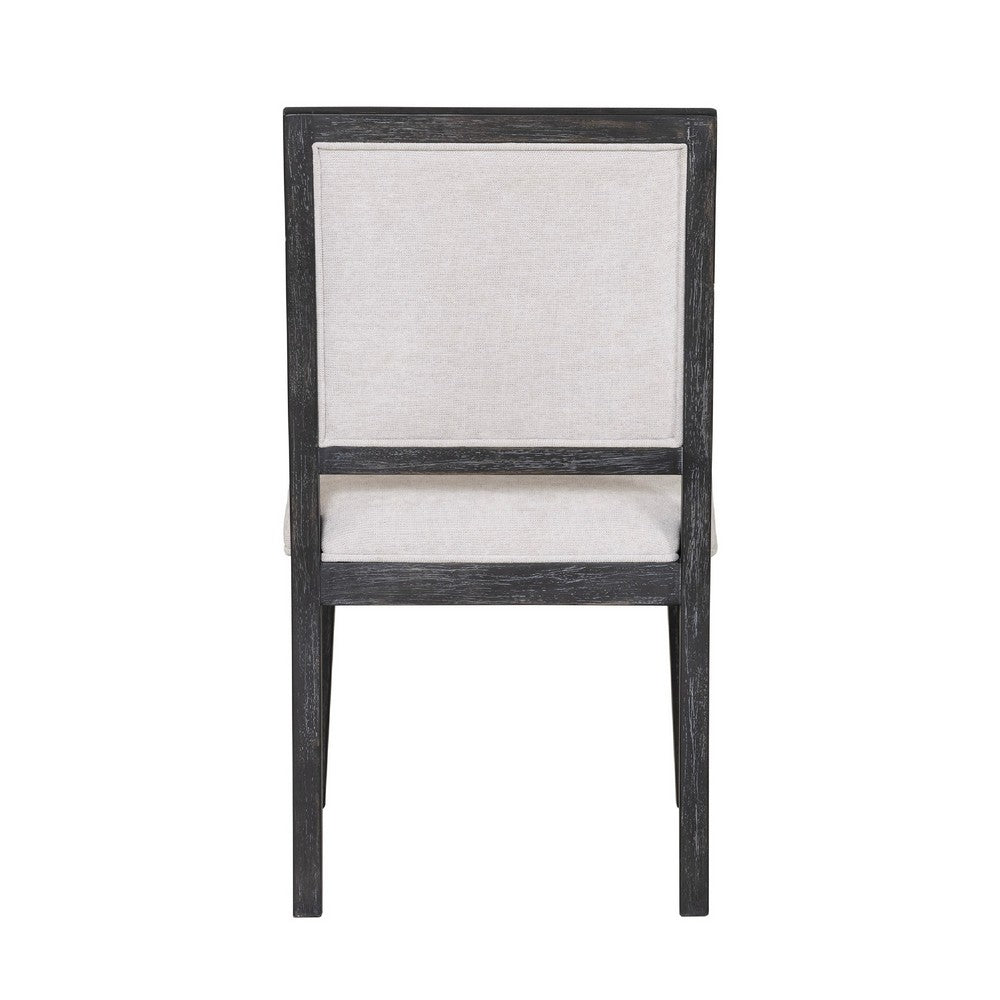 Kizie Dining Side Chair Set of 2, Farmhouse Panel Design, Black Wood