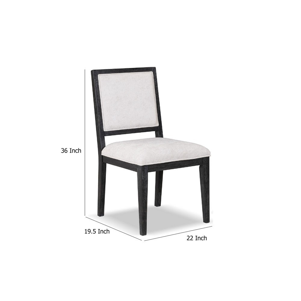 Kizie Dining Side Chair Set of 2, Farmhouse Panel Design, Black Wood