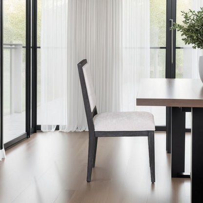 Kizie Dining Side Chair Set of 2, Farmhouse Panel Design, Black Wood