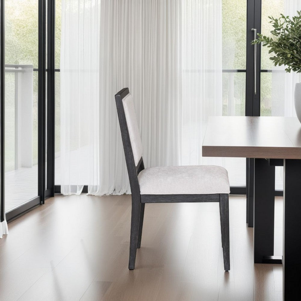 Kizie Dining Side Chair Set of 2, Farmhouse Panel Design, Black Wood