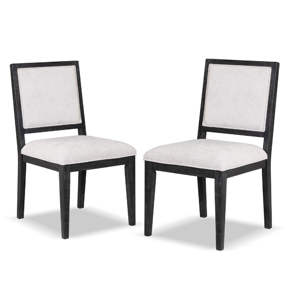 Kizie Dining Side Chair Set of 2, Farmhouse Panel Design, Black Wood