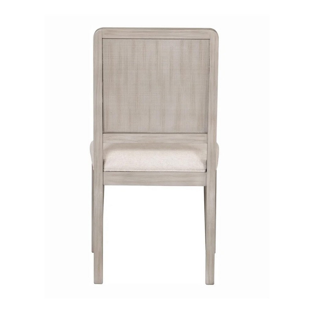 Giva Dining Side Chair Set of 2, Rattan Design, Natural Brown Wood