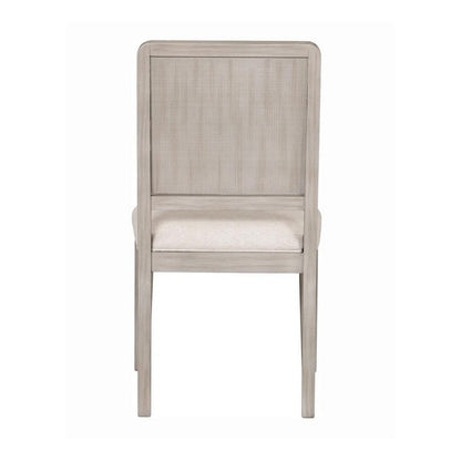 Giva Dining Side Chair Set of 2, Rattan Design, Natural Brown Wood