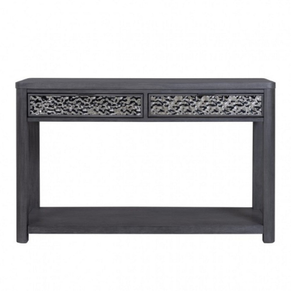 Zoko Sofa Table, 2 Drawers and 1 Shelf, Ash Gray Rubberwood, 48 Inch
