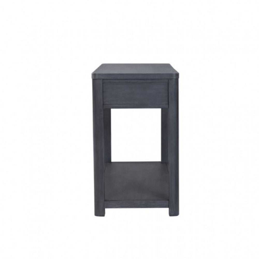 Zoko Sofa Table, 2 Drawers and 1 Shelf, Ash Gray Rubberwood, 48 Inch